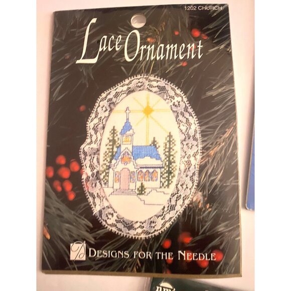 NOS Assorted Cross Stitch Lot 5 Kits Christmas Ornaments Complete - Picture 2 of 7